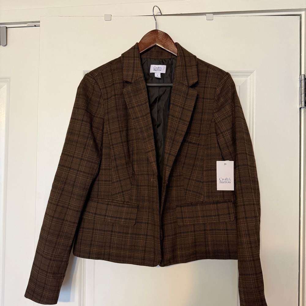 croft & barrow Women's Dark Brown plaid Blazer